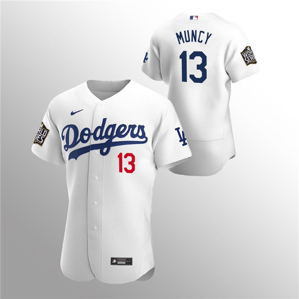 Men's Los Angeles Dodgers #13 Max Muncy White 2020 World Series Bound stitched MLB Jersey